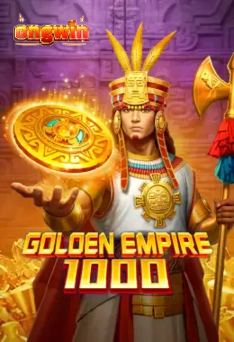 Tampilan visual slot Golden Empire 1000 dengan tema kuil kuno dan simbol emas
