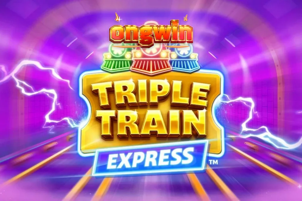 Tampilan futuristik neon dari slot Triple Train Express